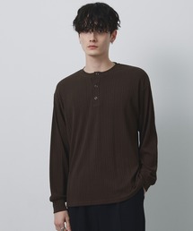 CIYOT（シヨウト）の「【CIYOT-シヨウト-】テレコリブ ニットライク ヘンリーネック 長袖 Tシャツ（Tシャツ/カットソー）」