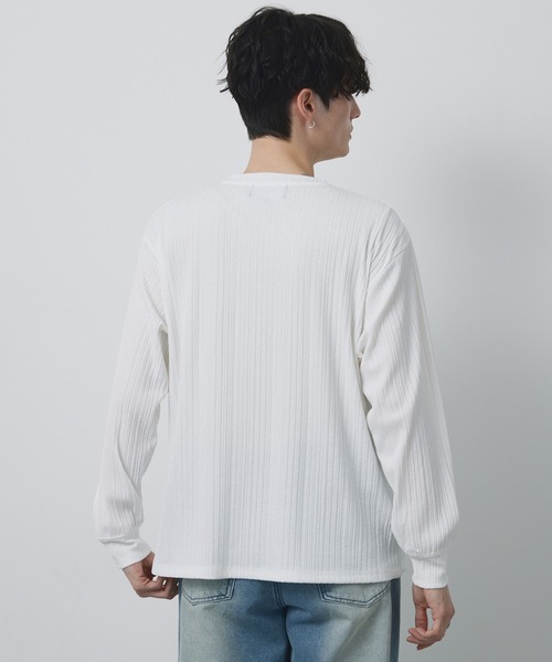 CIYOT(シヨウト)の「【CIYOT-シヨウト-】テレコリブ ニットライク ヘンリーネック 長袖 Tシャツ(Tシャツ/カットソー・メンズ・ダークネイビー/ダークブラウン/ダークグレー/ブラック/オフホワイト・M/L)」の10枚目の写真