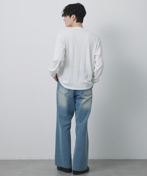 CIYOT(シヨウト)の「【CIYOT-シヨウト-】テレコリブ ニットライク ヘンリーネック 長袖 Tシャツ(Tシャツ/カットソー・メンズ・ダークネイビー/ダークブラウン/ダークグレー/ブラック/オフホワイト・M/L)」の15枚目の写真