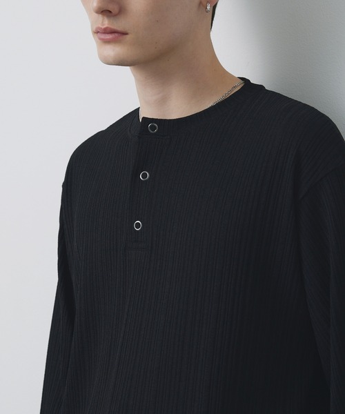 CIYOT(シヨウト)の「【CIYOT-シヨウト-】テレコリブ ニットライク ヘンリーネック 長袖 Tシャツ(Tシャツ/カットソー・メンズ・ダークネイビー/ダークブラウン/ダークグレー/ブラック/オフホワイト・M/L)」の22枚目の写真