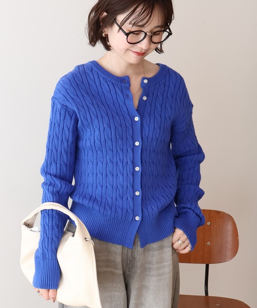 AMERICAN HOLIC(アメリカンホリック)の「ケーブルニットカーディガン(カーディガン/ボレロ・レディース・グリーン/レッド/ネイビー/ブルー・M/L)」の3枚目の写真