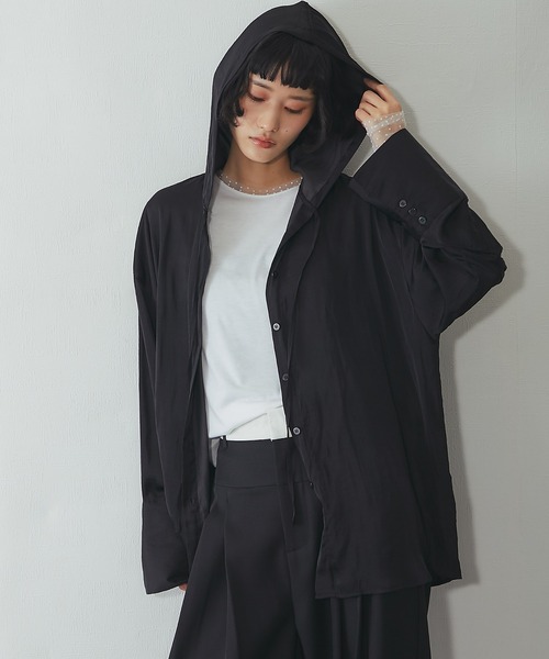 ANOTHER S(アナザーエス)の「フード付きシャツ(Tシャツ/カットソー・レディース・ブルー/オフホワイト/ブラック・FREE)」の19枚目の写真
