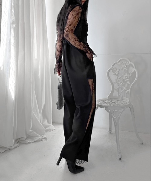 LVEU.（ラブユ.）の「【LVEU.】2wayレースボレロ / トップス ボレロ カーディガン 羽織り レース リボン 2way クロップド ショート ブラック モード（カーディガン/ボレロ・レディース・ブラック・FREE）」の3枚目の写真