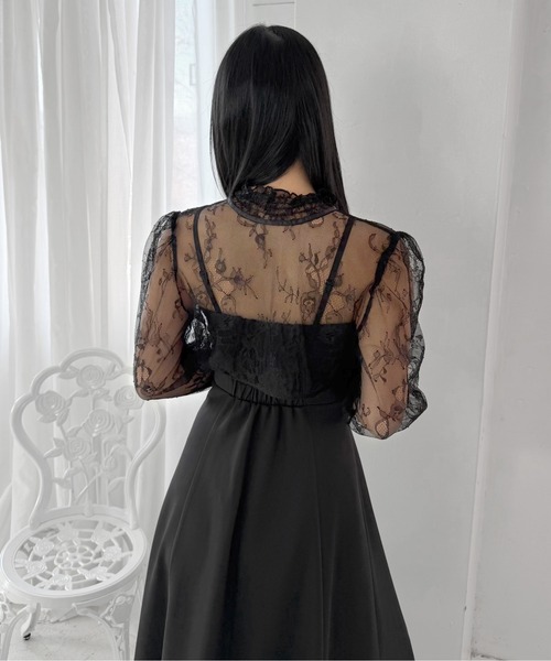 LVEU.（ラブユ.）の「【LVEU.】2wayレースボレロ / トップス ボレロ カーディガン 羽織り レース リボン 2way クロップド ショート ブラック モード（カーディガン/ボレロ・レディース・ブラック・FREE）」の7枚目の写真