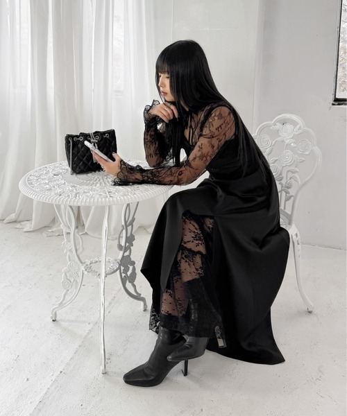 LVEU.（ラブユ.）の「【LVEU.】2wayレースボレロ / トップス ボレロ カーディガン 羽織り レース リボン 2way クロップド ショート ブラック モード（カーディガン/ボレロ・レディース・ブラック・FREE）」の10枚目の写真