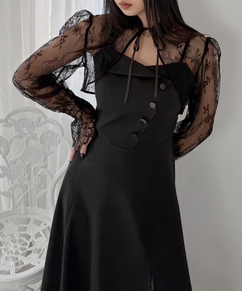 LVEU.（ラブユ.）の「【LVEU.】2wayレースボレロ / トップス ボレロ カーディガン 羽織り レース リボン 2way クロップド ショート ブラック モード（カーディガン/ボレロ・レディース・ブラック・FREE）」の13枚目の写真