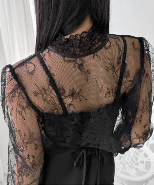 LVEU.（ラブユ.）の「【LVEU.】2wayレースボレロ / トップス ボレロ カーディガン 羽織り レース リボン 2way クロップド ショート ブラック モード（カーディガン/ボレロ・レディース・ブラック・FREE）」の15枚目の写真