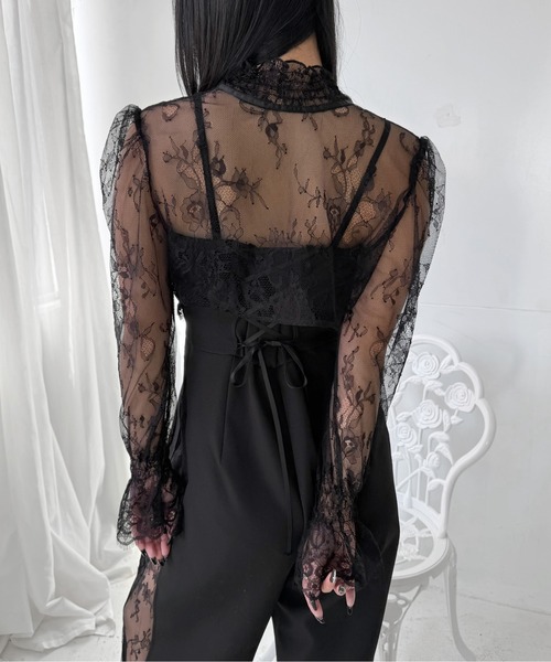 LVEU.（ラブユ.）の「【LVEU.】2wayレースボレロ / トップス ボレロ カーディガン 羽織り レース リボン 2way クロップド ショート ブラック モード（カーディガン/ボレロ・レディース・ブラック・FREE）」の22枚目の写真