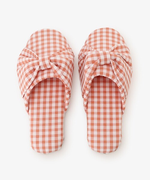 Afternoon Tea(アフタヌーンティー)の「ギンガムチェックリボンルームシューズ(ルームシューズ/スリッパ・レディース・ブルー/オレンジ・ONE SIZE)」の3枚目の写真