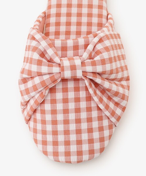 Afternoon Tea(アフタヌーンティー)の「ギンガムチェックリボンルームシューズ(ルームシューズ/スリッパ・レディース・ブルー/オレンジ・ONE SIZE)」の5枚目の写真