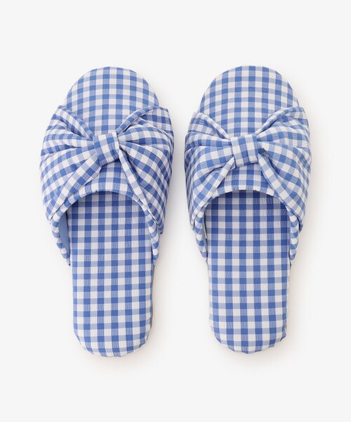 Afternoon Tea(アフタヌーンティー)の「ギンガムチェックリボンルームシューズ(ルームシューズ/スリッパ・レディース・ブルー/オレンジ・ONE SIZE)」の8枚目の写真