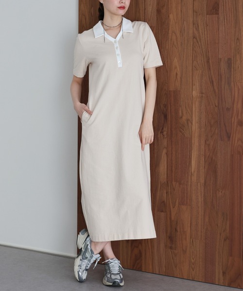 J by blue(ジェイバイブルー)の「スキッパー襟ワンピース(ワンピース・レディース・チャコールグレー/ブラック/アイボリー・MEDIUM)」の1枚目の写真