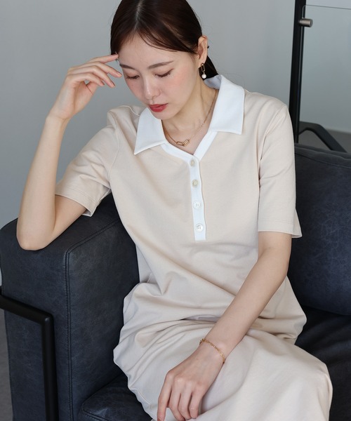 J by blue(ジェイバイブルー)の「スキッパー襟ワンピース(ワンピース・レディース・チャコールグレー/ブラック/アイボリー・MEDIUM)」の10枚目の写真