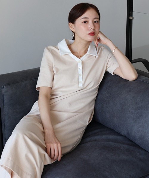 J by blue(ジェイバイブルー)の「スキッパー襟ワンピース(ワンピース・レディース・チャコールグレー/ブラック/アイボリー・MEDIUM)」の11枚目の写真