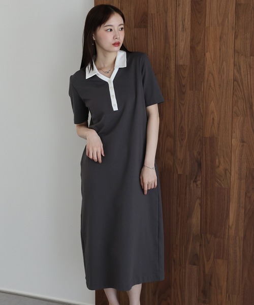 J by blue(ジェイバイブルー)の「スキッパー襟ワンピース(ワンピース・レディース・チャコールグレー/ブラック/アイボリー・MEDIUM)」の13枚目の写真