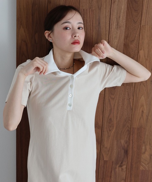 J by blue(ジェイバイブルー)の「スキッパー襟ワンピース(ワンピース・レディース・チャコールグレー/ブラック/アイボリー・MEDIUM)」の9枚目の写真