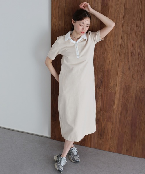 J by blue(ジェイバイブルー)の「スキッパー襟ワンピース(ワンピース・レディース・チャコールグレー/ブラック/アイボリー・MEDIUM)」の6枚目の写真