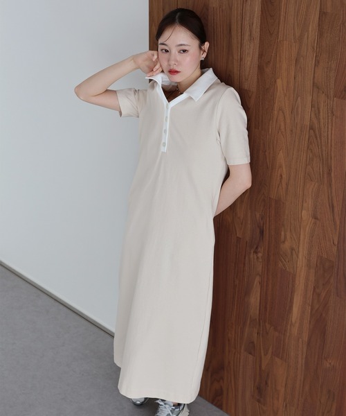 J by blue(ジェイバイブルー)の「スキッパー襟ワンピース(ワンピース・レディース・チャコールグレー/ブラック/アイボリー・MEDIUM)」の4枚目の写真