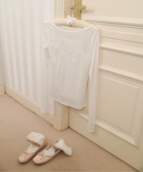 chernyy(チェルニー)の「2way chernyy sheer long sleeve tee / シアーロンT(Tシャツ/カットソー・レディース・オフホワイト/ピンク・SMALL/LARGE/MEDIUM)」の1枚目の写真