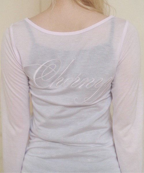 chernyy(チェルニー)の「2way chernyy sheer long sleeve tee / シアーロンT(Tシャツ/カットソー・レディース・オフホワイト/ピンク・SMALL/LARGE/MEDIUM)」の2枚目の写真