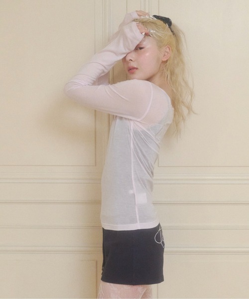 chernyy(チェルニー)の「2way chernyy sheer long sleeve tee / シアーロンT(Tシャツ/カットソー・レディース・オフホワイト/ピンク・SMALL/LARGE/MEDIUM)」の22枚目の写真