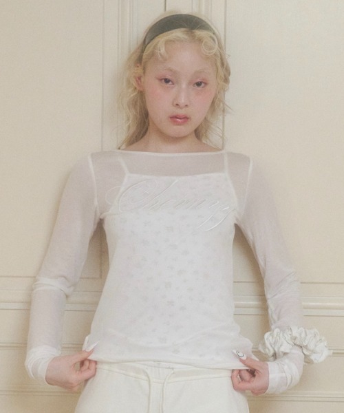 chernyy(チェルニー)の「2way chernyy sheer long sleeve tee / シアーロンT(Tシャツ/カットソー・レディース・オフホワイト/ピンク・SMALL/LARGE/MEDIUM)」の20枚目の写真