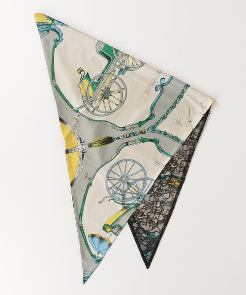 manipuri（マニプリ）の「MANIPURI / ブラックレース コンビスカーフ（ストール/ショール・レディース・レディッシュグレー・FREE）」の4枚目の写真