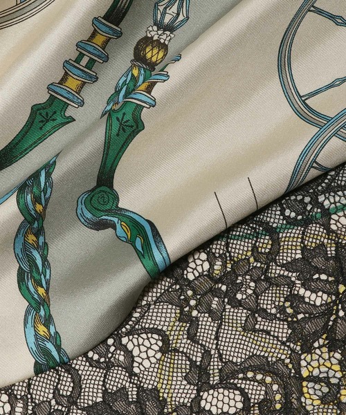 manipuri（マニプリ）の「MANIPURI / ブラックレース コンビスカーフ（ストール/ショール・レディース・レディッシュグレー・FREE）」の3枚目の写真