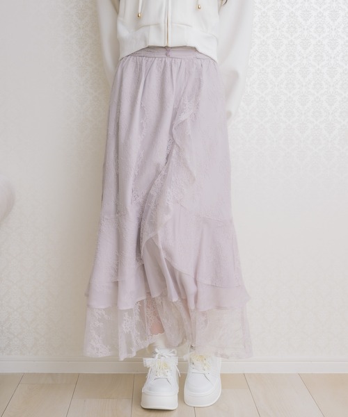 couture BY ROJITA（クチュールバイロジータ）の「レースティアードロングスカート（スカート・レディース・ブラック/アイボリー/ピンク・FREE）」の10枚目の写真