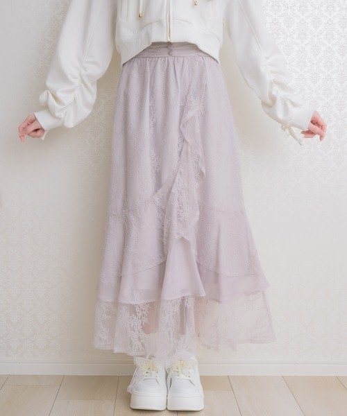 couture BY ROJITA（クチュールバイロジータ）の「レースティアードロングスカート（スカート・レディース・ブラック/アイボリー/ピンク・FREE）」の11枚目の写真