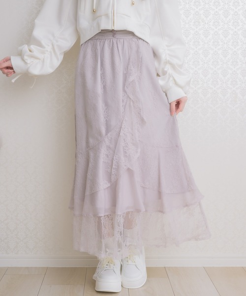 couture BY ROJITA（クチュールバイロジータ）の「レースティアードロングスカート（スカート・レディース・ブラック/アイボリー/ピンク・FREE）」の12枚目の写真