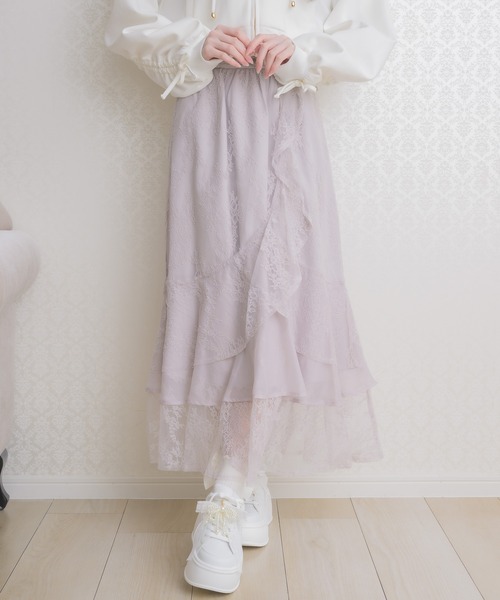 couture BY ROJITA（クチュールバイロジータ）の「レースティアードロングスカート（スカート・レディース・ブラック/アイボリー/ピンク・FREE）」の13枚目の写真