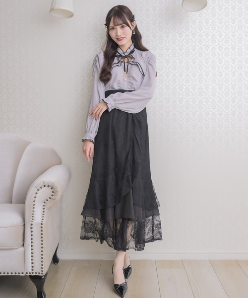 couture BY ROJITA（クチュールバイロジータ）の「レースティアードロングスカート（スカート・レディース・ブラック/アイボリー/ピンク・FREE）」の19枚目の写真