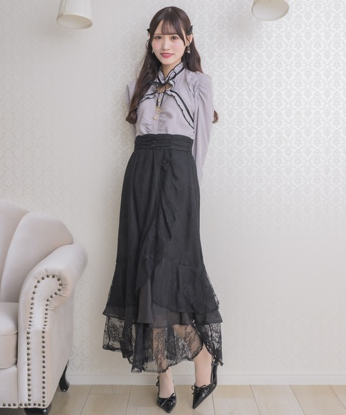 couture BY ROJITA（クチュールバイロジータ）の「レースティアードロングスカート（スカート・レディース・ブラック/アイボリー/ピンク・FREE）」の20枚目の写真