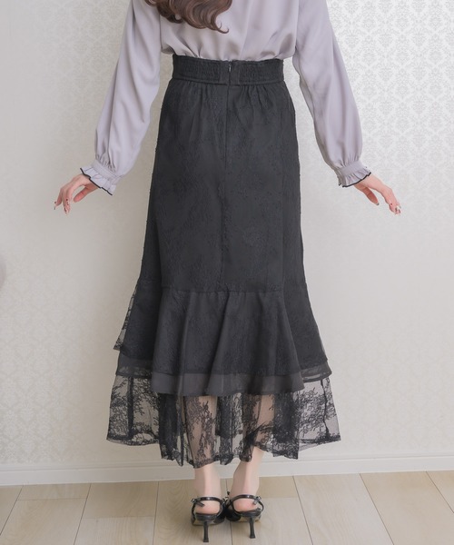 couture BY ROJITA（クチュールバイロジータ）の「レースティアードロングスカート（スカート・レディース・ブラック/アイボリー/ピンク・FREE）」の8枚目の写真