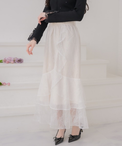 couture BY ROJITA（クチュールバイロジータ）の「レースティアードロングスカート（スカート・レディース・ブラック/アイボリー/ピンク・FREE）」の16枚目の写真