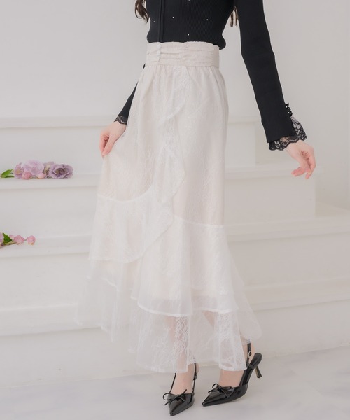 couture BY ROJITA（クチュールバイロジータ）の「レースティアードロングスカート（スカート・レディース・ブラック/アイボリー/ピンク・FREE）」の17枚目の写真