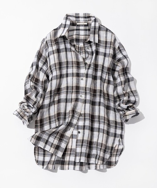 23区(ニジュウサンク)の「LIBECOリネン チェック シャツ(シャツ/ブラウス・レディース・オレンジ系3/ダークブラウン系3・36/38)」の19枚目の写真