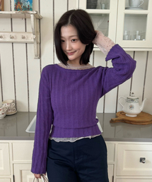 [SET] パンチングニットカーディガン & スリーブレスバイオレット MDCD059VIOLET