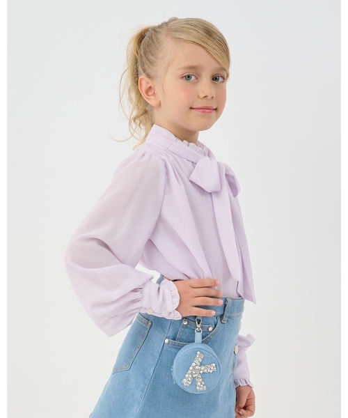 kate spade new york kids(ケイトスペードニューヨーク)の「ボウタイブラウス(シャツ/ブラウス・キッズ・ライラック/オフホワイト・120cm/160cm/150cm/140cm/130cm)」の1枚目の写真