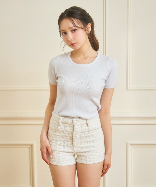 TITTY&CO.(ティティーアンドコー)の「パールロゴリブニットトップス(ニット/セーター・レディース・ピンク/ブルー・FREE)」の13枚目の写真
