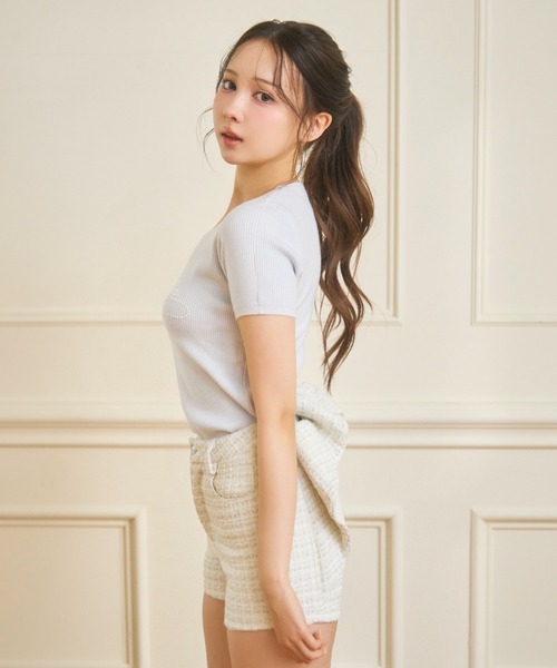 TITTY&CO.(ティティーアンドコー)の「パールロゴリブニットトップス(ニット/セーター・レディース・ピンク/ブルー・FREE)」の14枚目の写真