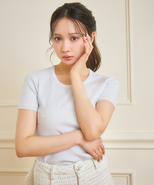 TITTY&CO.(ティティーアンドコー)の「パールロゴリブニットトップス(ニット/セーター・レディース・ピンク/ブルー・FREE)」の21枚目の写真