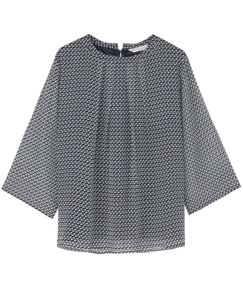 TOKYO SHIRTS(トウキョウシャツ)の「幾何学柄 シフォンブラウス(シャツ/ブラウス・レディース・ネイビー/グリーン/サーモンピンク・LL/L)」の1枚目の写真