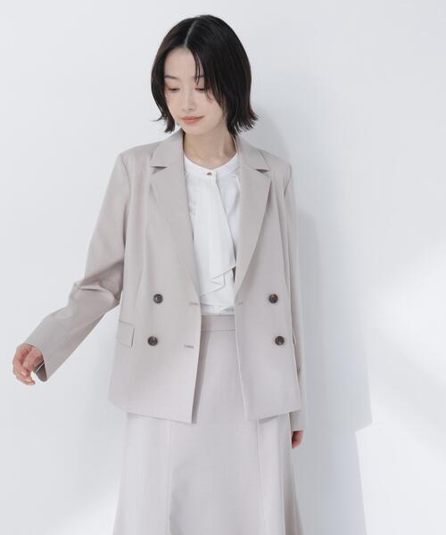 NATURAL BEAUTY BASIC(ナチュラルビューティーベーシック)の「◇ライトツイルセットアップ(テーラードジャケット・レディース・ベージュ/ブラウン・SMALL/MEDIUM)」の7枚目の写真