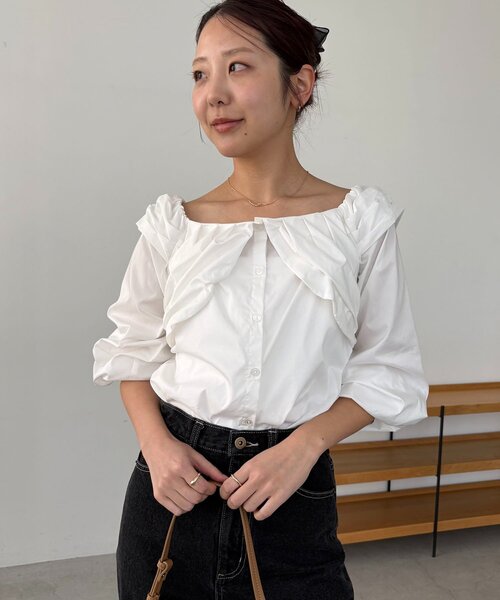 CAPRICIEUX LE'MAGE(カプリシューレマージュ)の「オフショルパフブラウス(シャツ/ブラウス・レディース・ホワイト/ブラック/ブルー・FREE)」の16枚目の写真