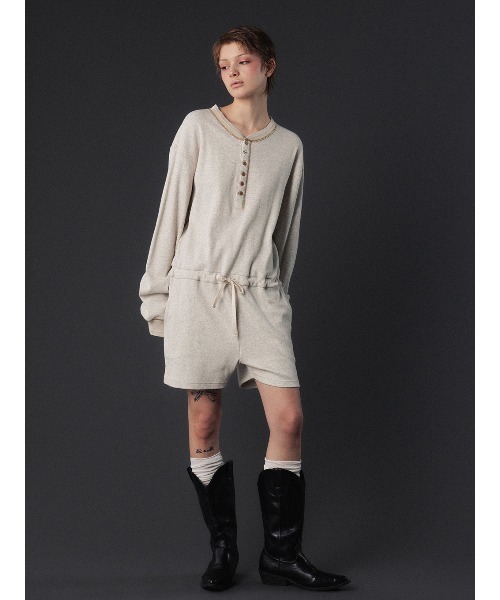 ELCHELE（エルチェレ）の「FAITH HENLEY NECK ROMPERS（サロペット/オーバーオール・レディース・コーラル/オートミール/ライトブラウン・38/36）」の7枚目の写真