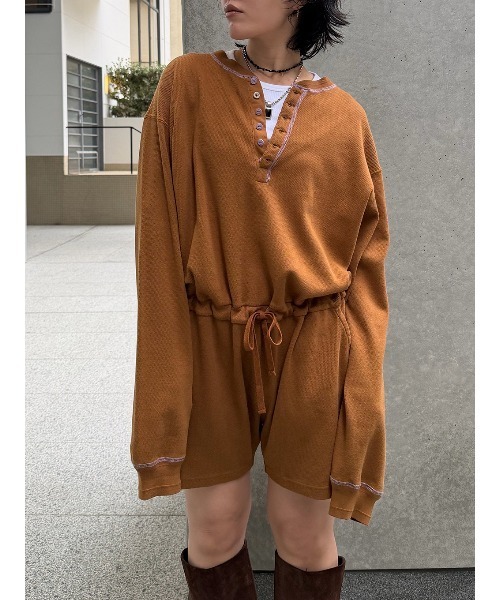 ELCHELE（エルチェレ）の「FAITH HENLEY NECK ROMPERS（サロペット/オーバーオール・レディース・コーラル/オートミール/ライトブラウン・38/36）」の10枚目の写真