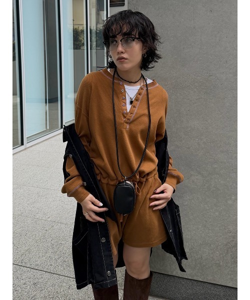 ELCHELE（エルチェレ）の「FAITH HENLEY NECK ROMPERS（サロペット/オーバーオール・レディース・コーラル/オートミール/ライトブラウン・38/36）」の12枚目の写真