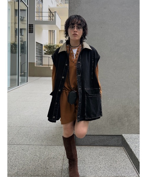 ELCHELE（エルチェレ）の「FAITH HENLEY NECK ROMPERS（サロペット/オーバーオール・レディース・コーラル/オートミール/ライトブラウン・38/36）」の13枚目の写真